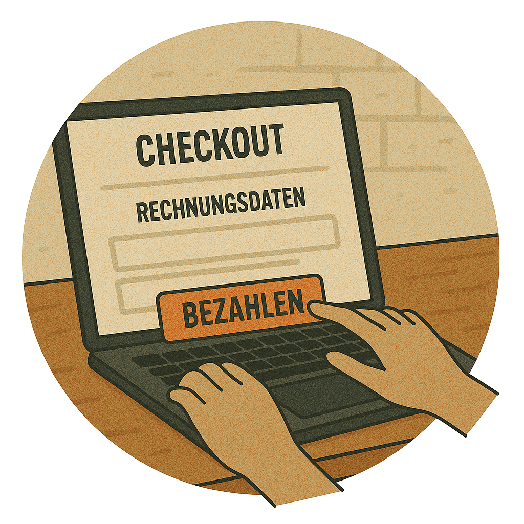 Illustration of a checkout process