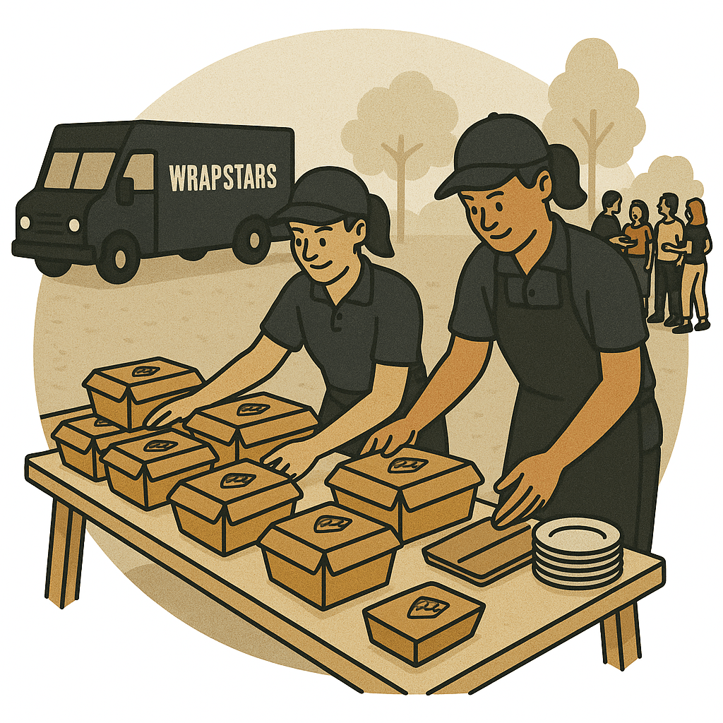 Illustration of an order being delivered to an event